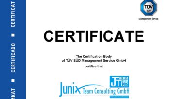 Junix TÜV Zertifikat ISO 9001 Audit